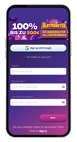 SlotMonster Casino s'identifier